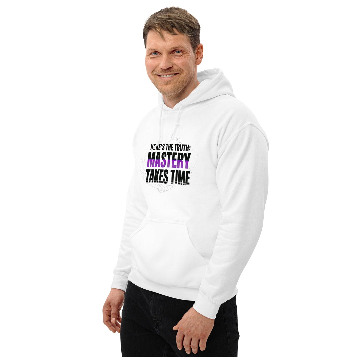 Mastery Takes Time — Unisex Classic Hoodie (White) - Truth Forge Apparel