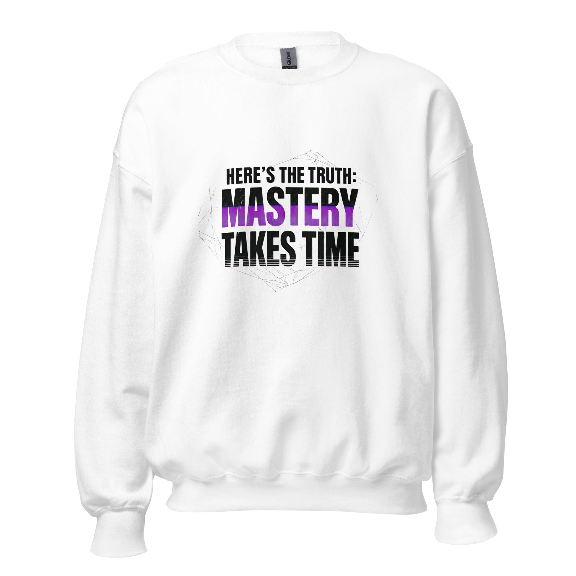 Mastery Takes Time — Unisex Classic Sweatshirt (White) - Truth Forge Apparel