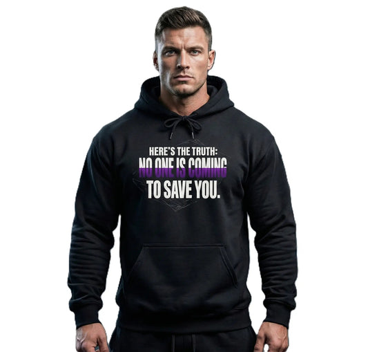 No One Is Coming to Save You — Unisex Classic Hoodie (Black) - TruthForge Apparel