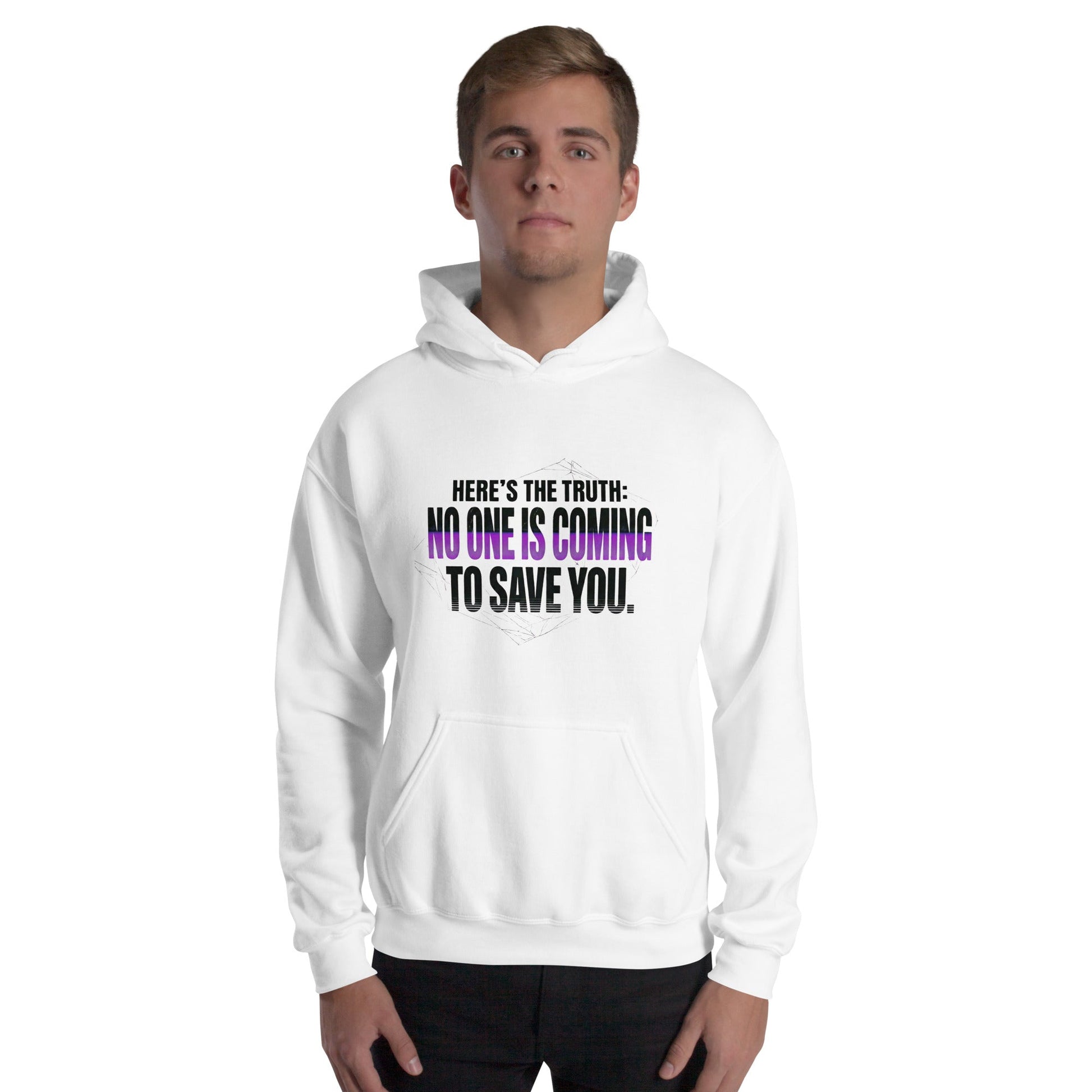 No One Is Coming to Save You — Unisex Classic Hoodie (White) - Truth Forge Apparel