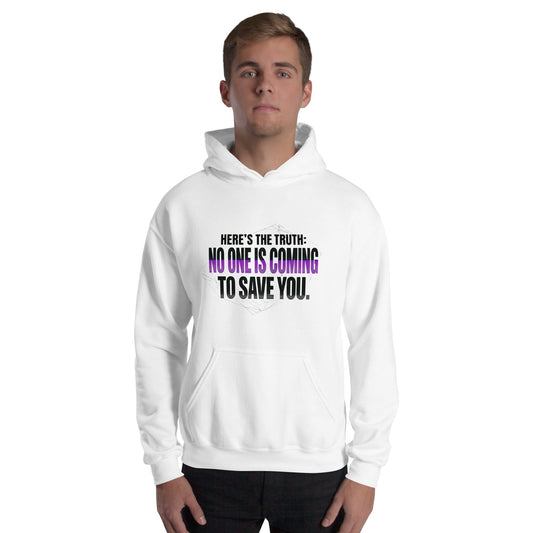 No One Is Coming to Save You — Unisex Classic Hoodie (White) - Truth Forge Apparel