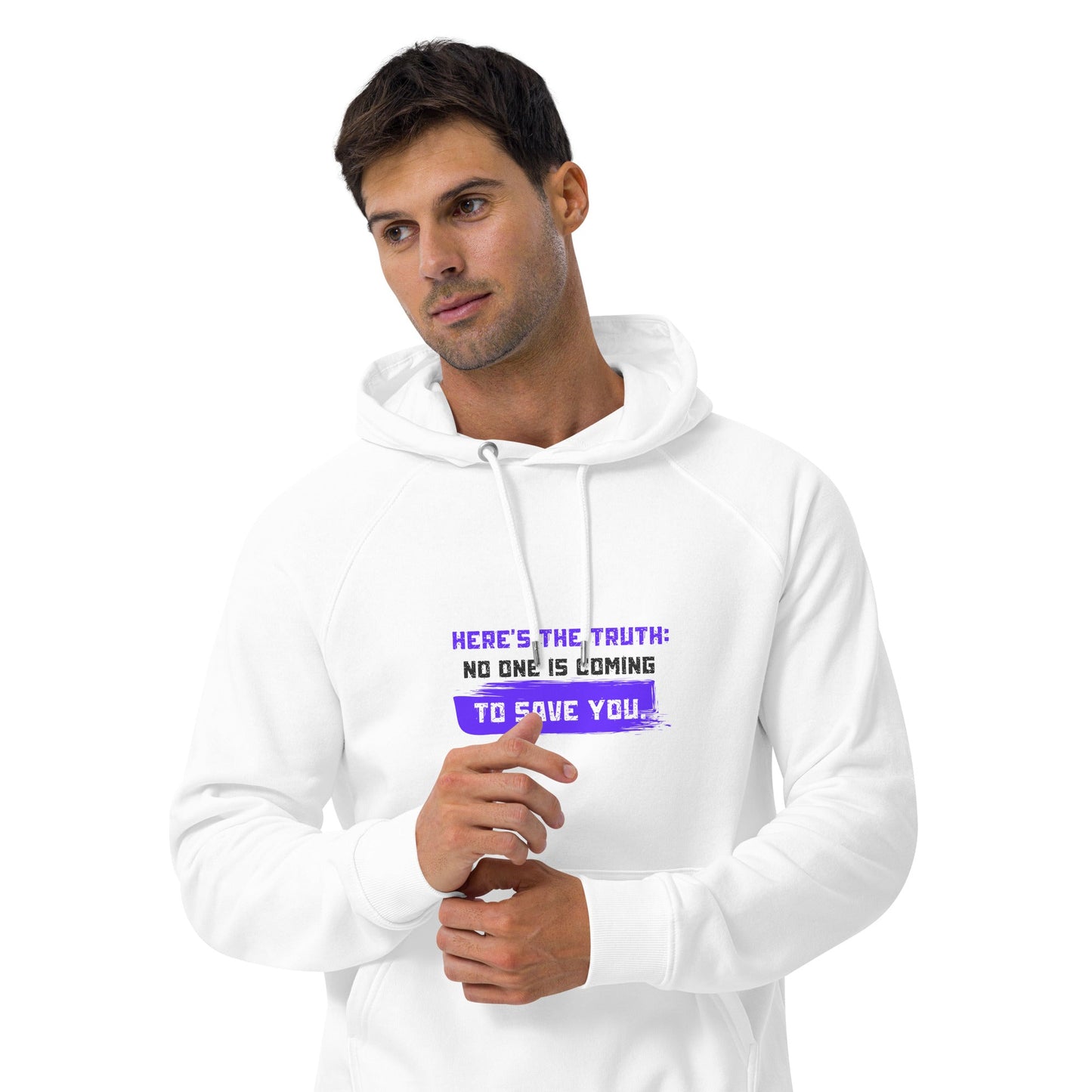 NO ONE IS COMING TO SAVE YOU — Unisex Eco Raglan Hoodie | Mindset Apparel - Truth Forge Apparel