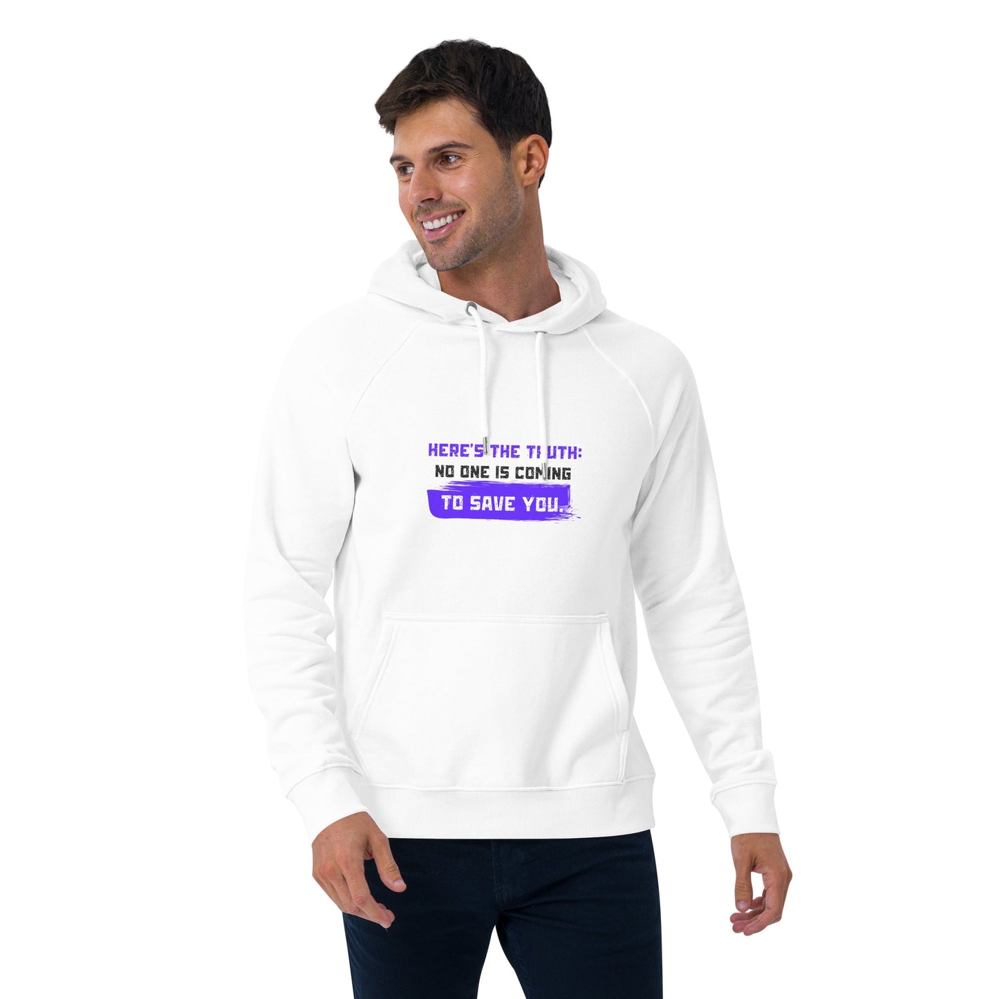 NO ONE IS COMING TO SAVE YOU — Unisex Eco Raglan Hoodie | Mindset Apparel - Truth Forge Apparel