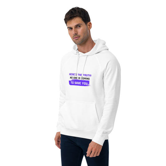 NO ONE IS COMING TO SAVE YOU — Unisex Eco Raglan Hoodie | Mindset Apparel - Truth Forge Apparel